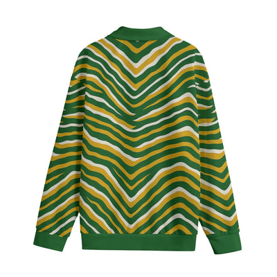 White Smoke Green Bay football zebra Unisex Lapel Collar Sweater