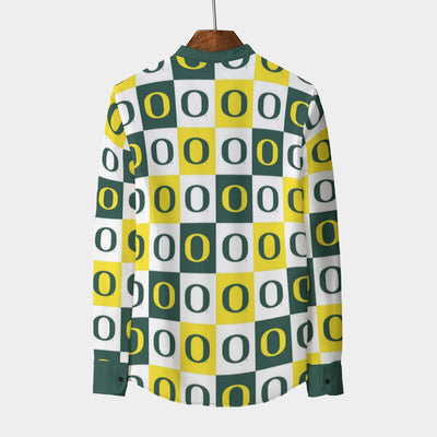 Oregon Ducks Stand Collar Shirt With Long Sleeve|110GSM Imitation Flax - Big Ten football apparel varsity sportswear product image 2.0