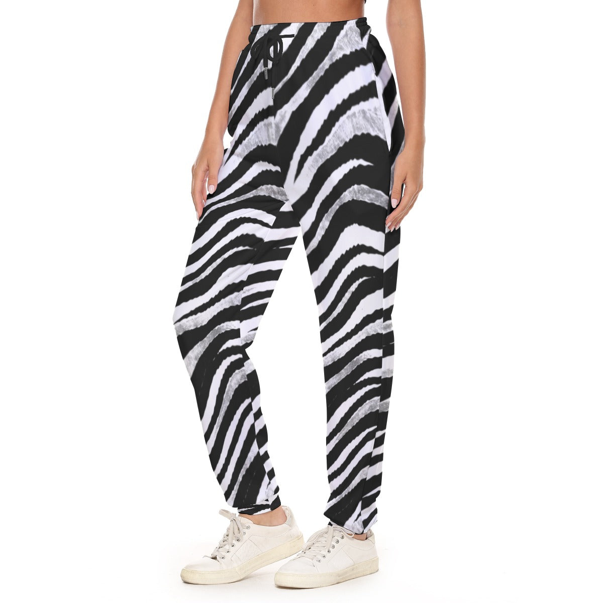 White Smoke Las Vegas Football Zebra Women's Casual Pants – Black and White Game Day Streetwear