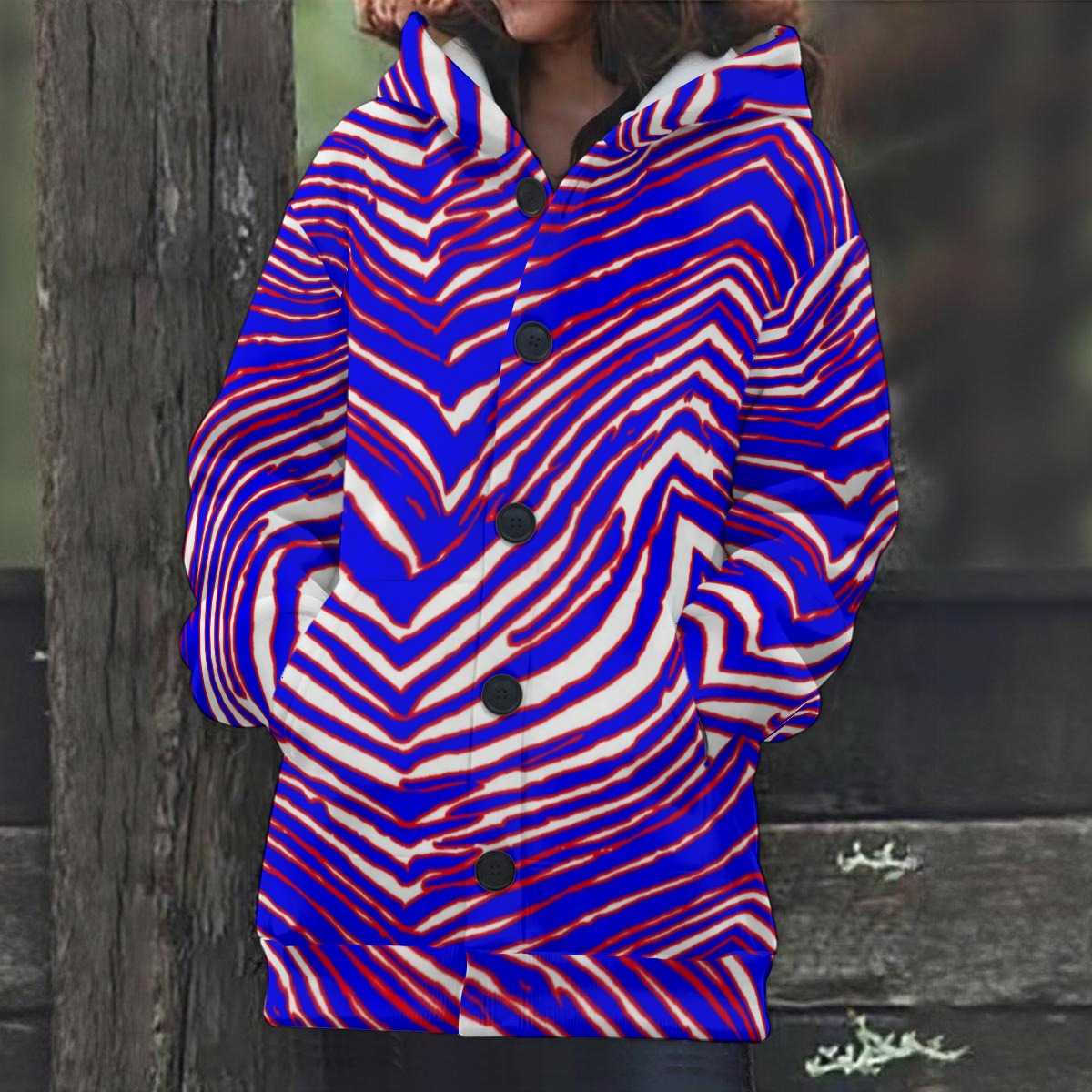 Buffalo Football Women’s Knitted Hooded Jacket – Game Day City Knitwear Style – fan gear, football shirt, image 1.0