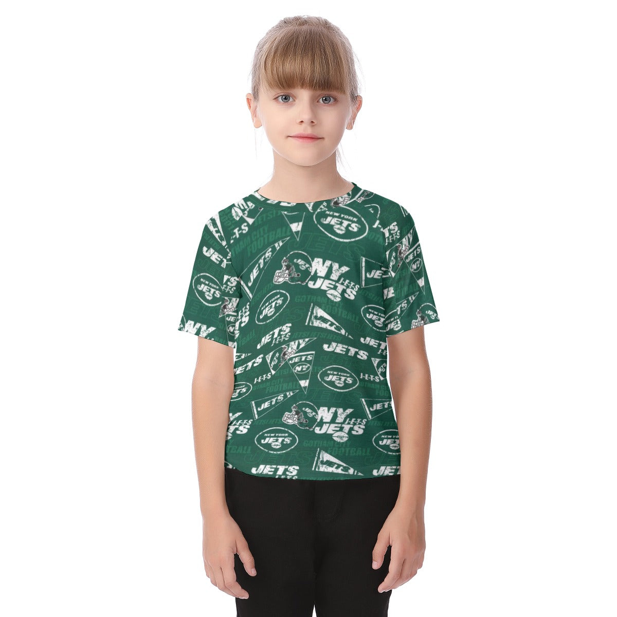 New York Jets Kid's T-shirt green white football outfit back view