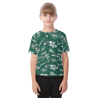 New York Jets Kid's T-shirt green white football outfit back view