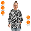 White Smoke Las Vegas Football Zebra Women's Hoodie With Double Hood – Black and White Game Day Streetwear