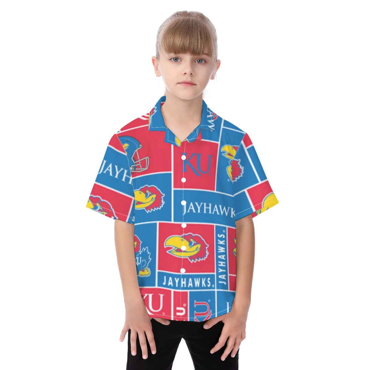 Kansas Jayhawks Kid's Hawaiian Vacation Shirt varsity sportswear product image 1.0