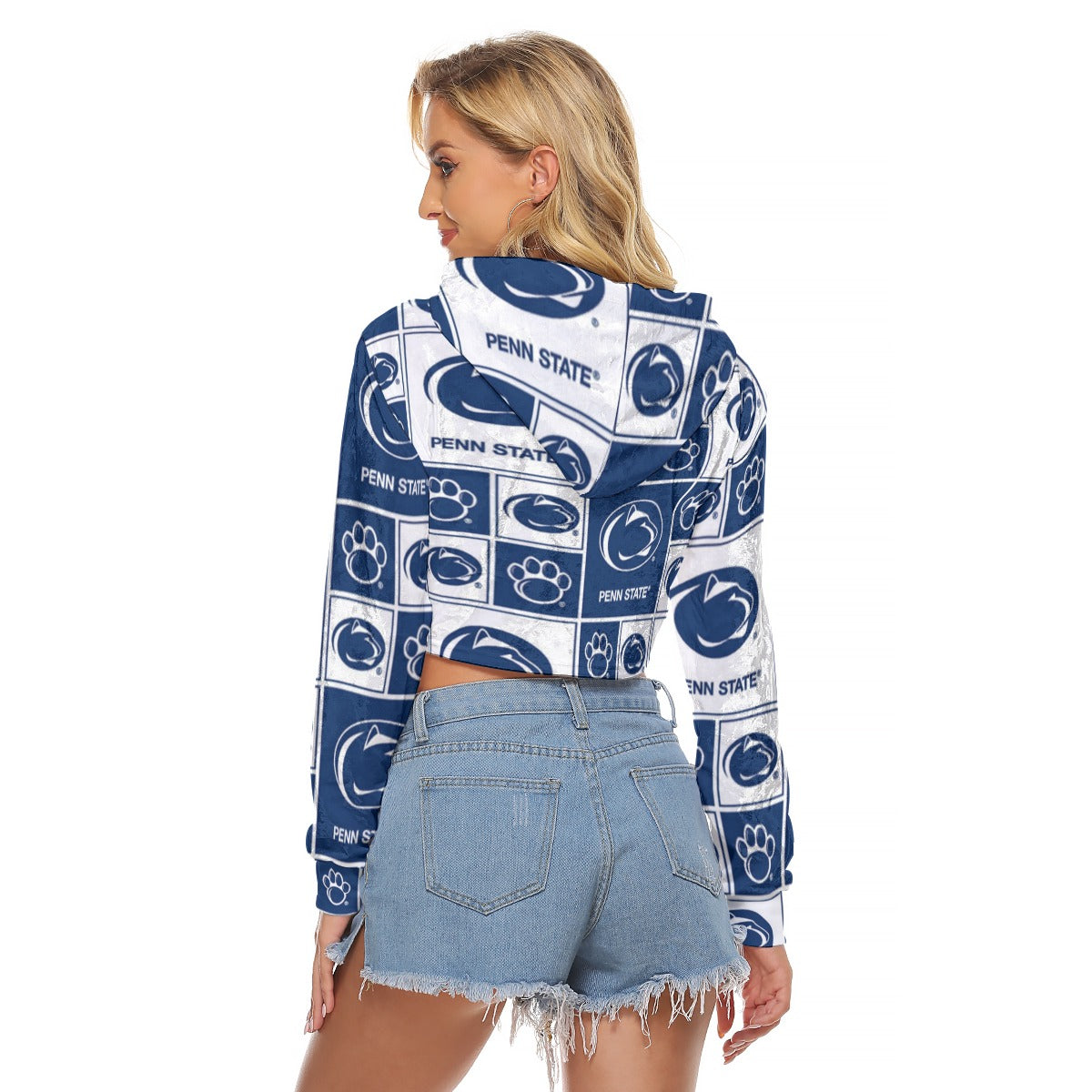 Penn State - Nittany Lions Women's Crop Top Hoodie|Velvet White varsity sports apparel