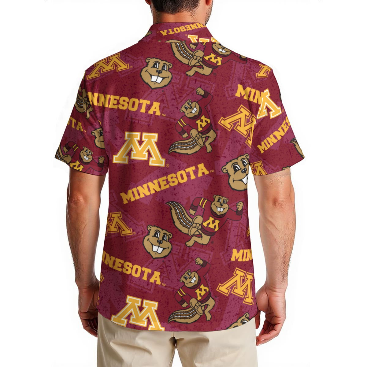 Minnesota Golden Gophers Men's Hawaiian Shirt|150GSM White varsity sports apparel