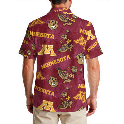 Minnesota Golden Gophers Men's Hawaiian Shirt|150GSM White varsity sports apparel