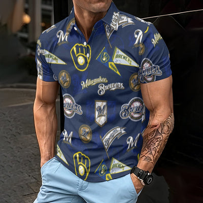 Milwaukee Brewers Men's Polo Shirt milwaukee brewers baseball fan apparel game day outfit