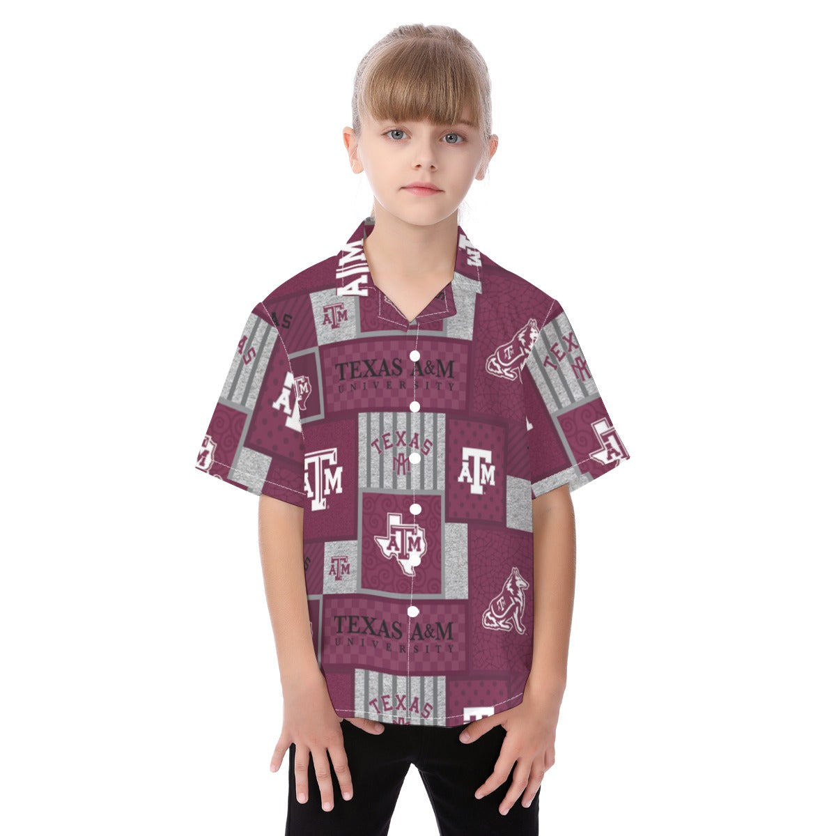 Texas A&M Aggies Kid's Hawaiian Vacation Shirt - Aggies fan gear varsity sportswear product image 1.0
