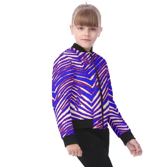 Buffalo fotball Kid's Bomber Jacket – Red Blue White Zebra Game Day Style