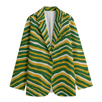 Green Bay Football Yellow Green Women’s Leisure Blazer – Game Day Streetwear – football shirt, casual fan outfit, image 1.0