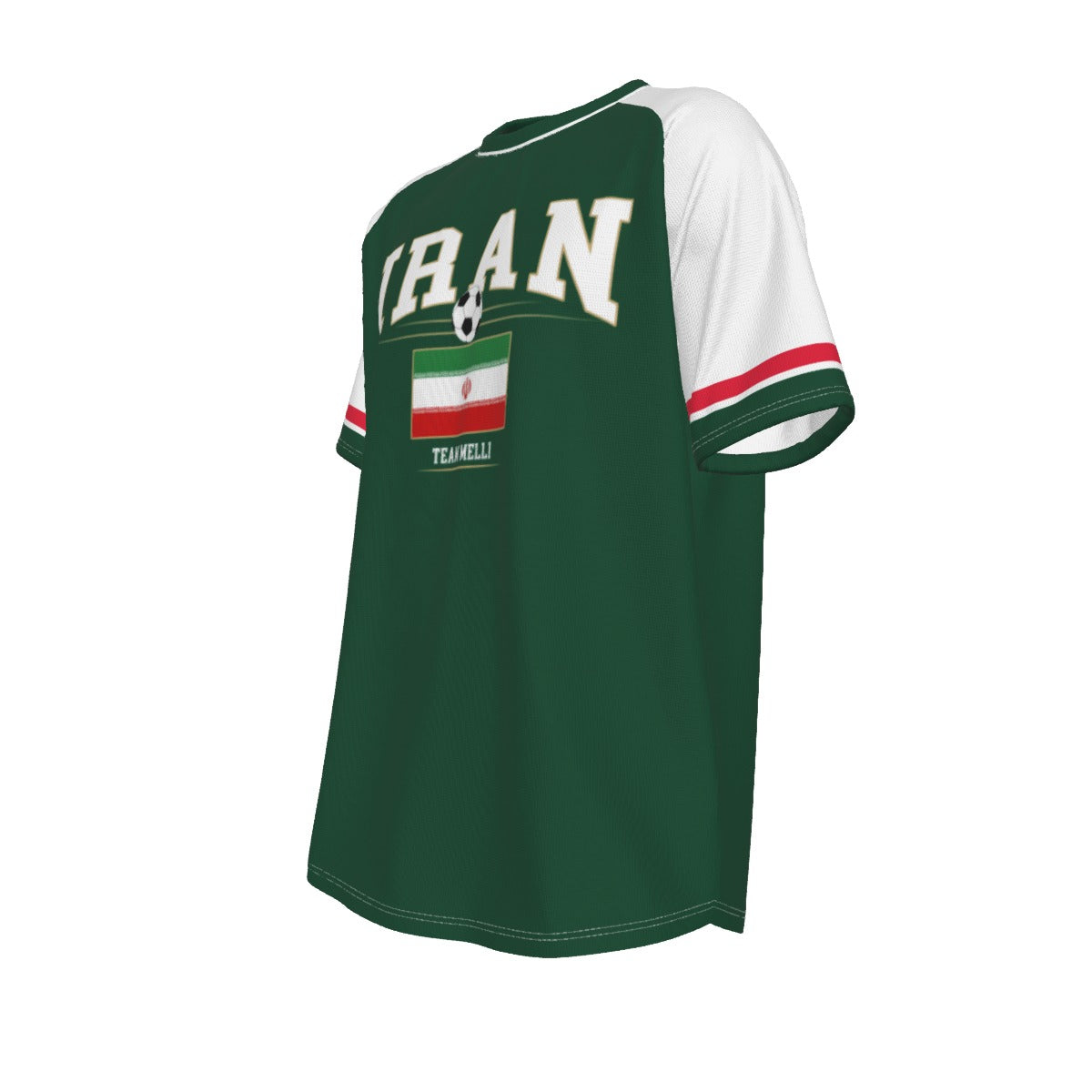Iran Soccer T-Shirt Green White – Iran Football Shirt Team Melli Fan Tee