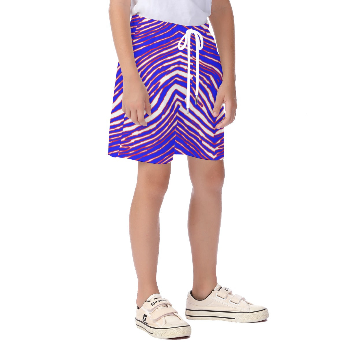 🟥🟦 Kid’s Zebra Game Day Beach Shorts – Buffalo-Inspired Retro Football Style streetwear fashion product image 3