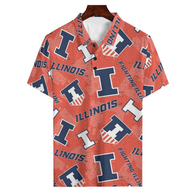Illinois Urbana - Fighting Illini Polo Shirt | 180GSM White varsity sports apparel