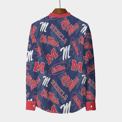 Ole Miss Rebels  Stand Collar Shirt With Long Sleeve|110GSM Imitation Flax varsity sportswear product image 2.0