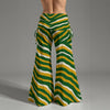 Dim Gray Green Bay Football Zebra Stripes Women’s High Waist Wide Leg Pants – Game Day Streetwear