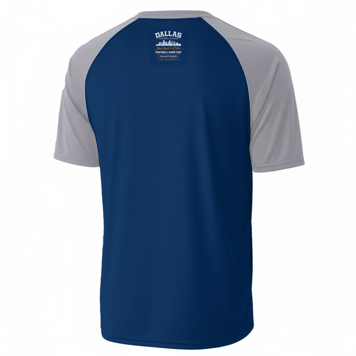 White Smoke Dallas Football V Neck T Shirt Blue and Grey – Game Day Fan District Tee