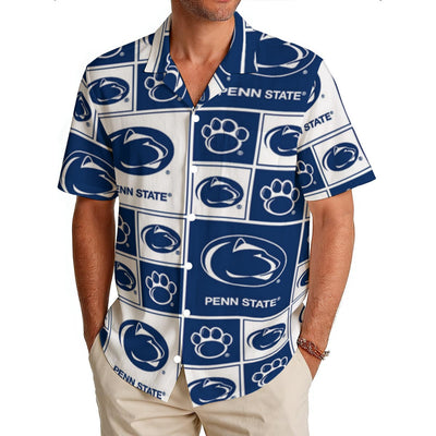 Penn State Nittany Lions Men's Hawaiian Shirt|150GSM White varsity sports apparel
