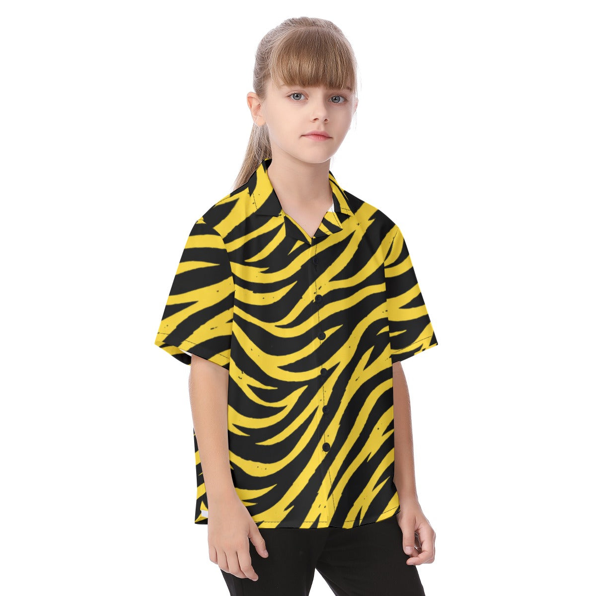 Pittsburgh Football Yellow Black Zebra Kid's Hawaiian Vacation Shirt