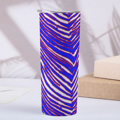 Light Gray Skinny Tumbler Stainless Steel with Lids 20OZ – Red Blue White Zebra Game Day Style
