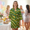 Green Bay Football Yellow Green Women’s Satin Wedding Robe – Game Day Lounge Wear – nfl fan apparel, game day outfit, image 1.0