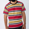 San Francisco Football Striped Men’s O-Neck T-Shirt – 190GSM Cotton Game Day Tee – lightweight game day shirt, lightweight game day shirt, image 1.0