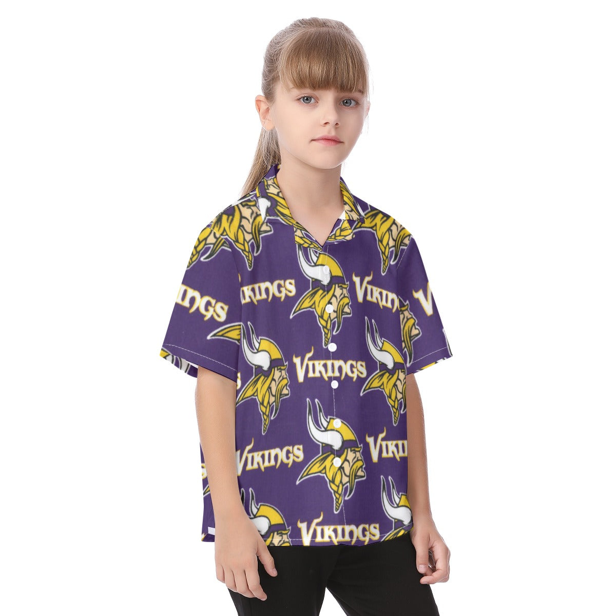 minnesota-vikings-kids-hawaiian-vacation-shirt purple gold football outfit detail