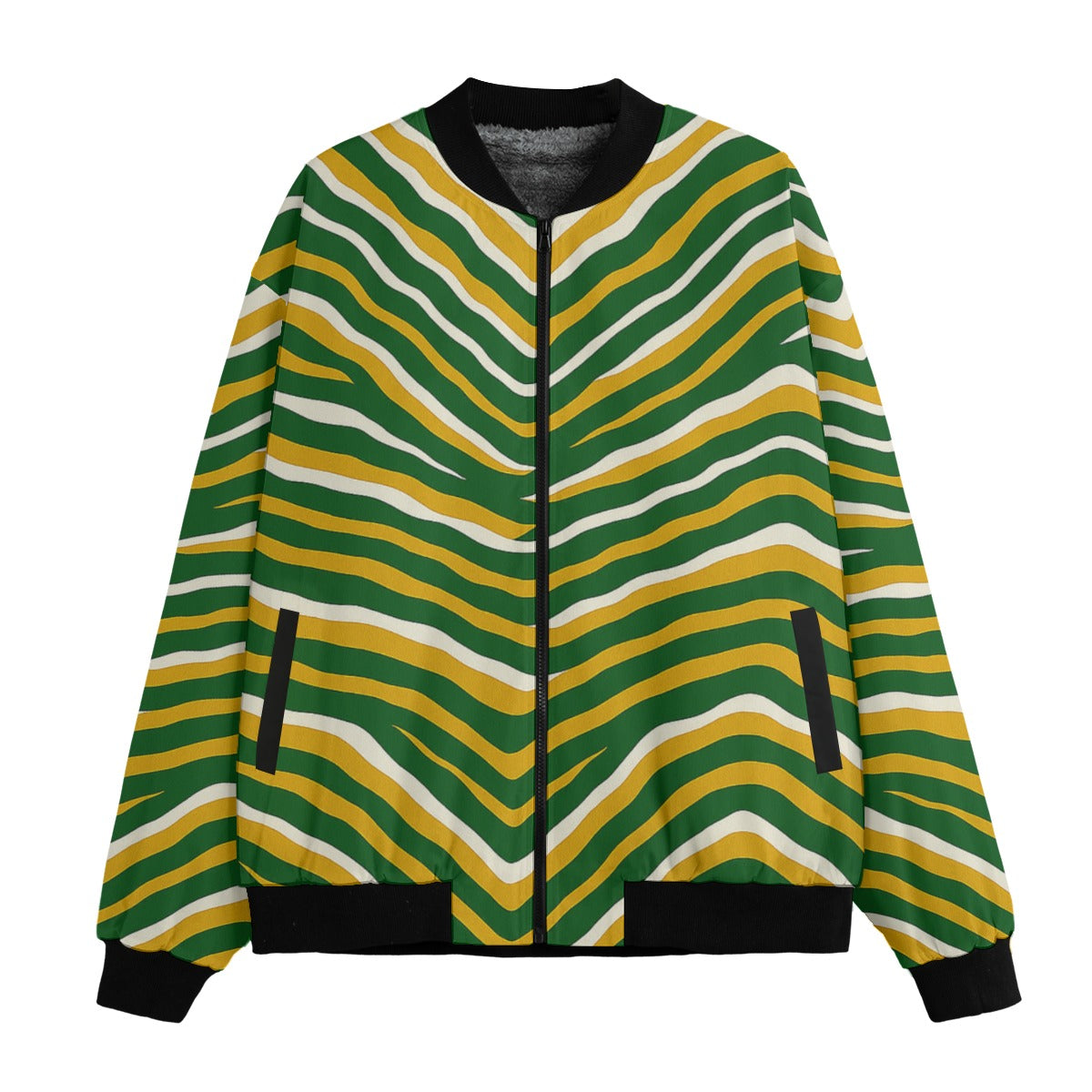 Green Bay football yellow green zebra Fleece Jacket – nfl fan apparel, casual fan outfit, image 1.0