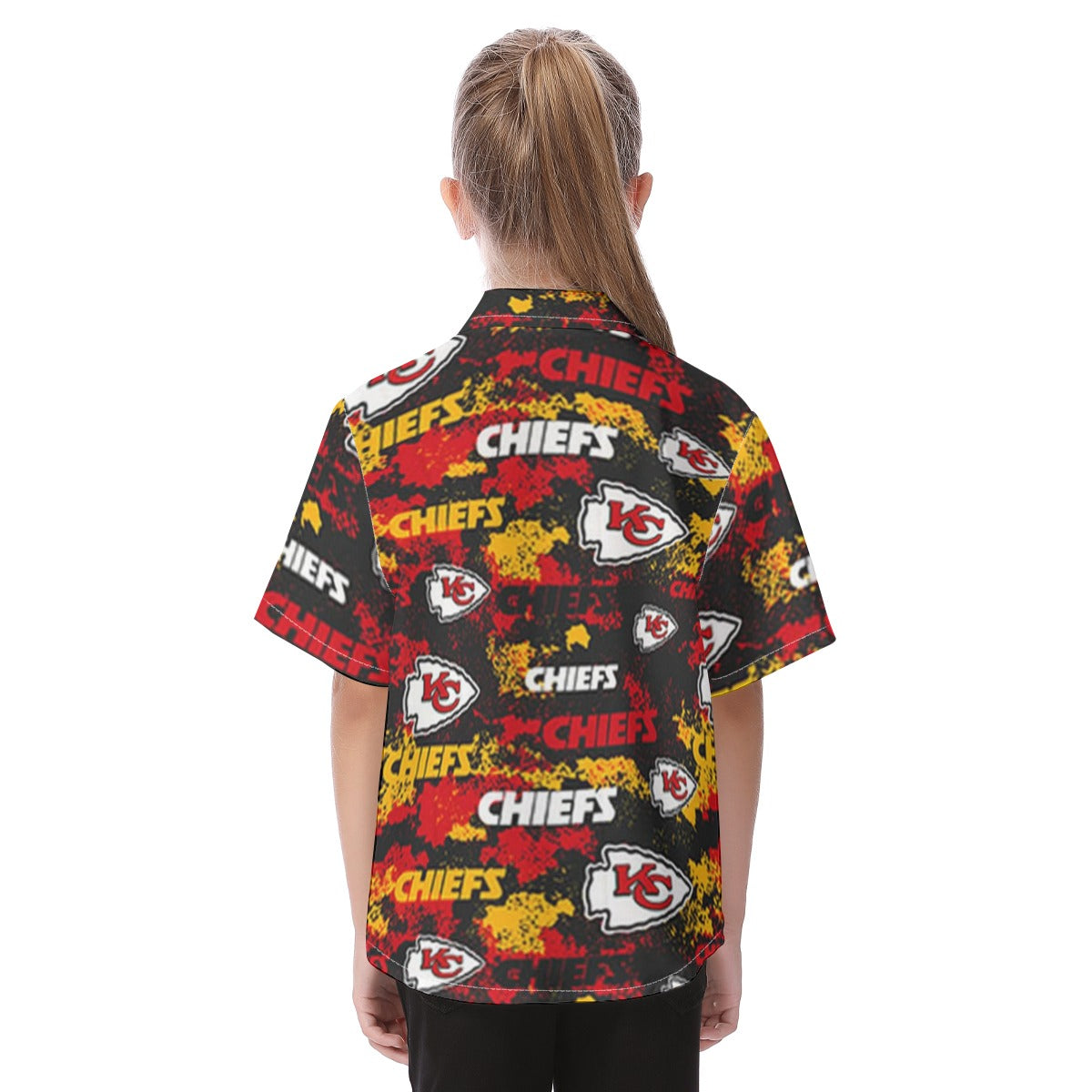 kansas-city-chiefs-kids-hawaiian-vacation-shirt red gold football outfit image 4.0