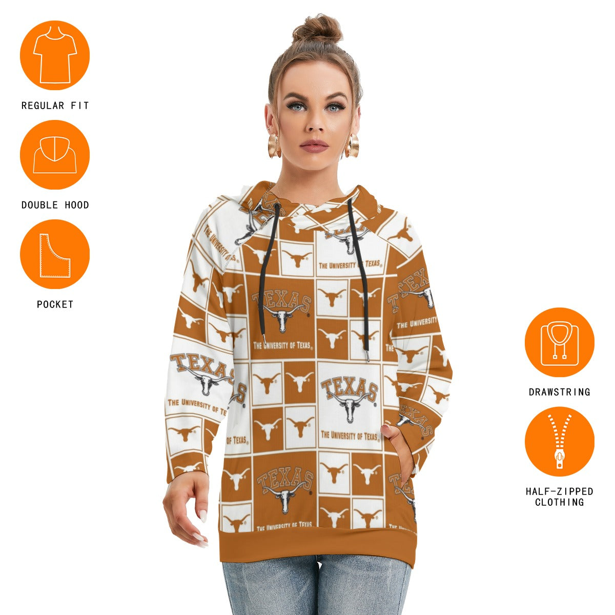 White Smoke Texas at Austin - Longhorns Women's Hoodie With Double Hood
