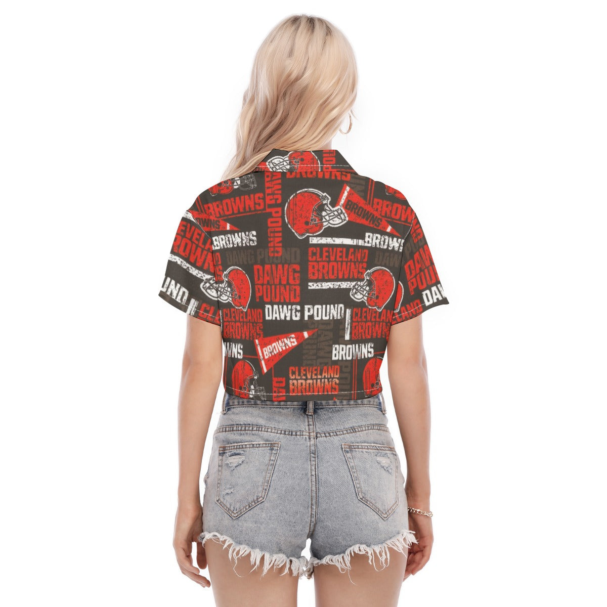 cleveland-browns-womens-cropped-shirt brown orange football outfit side view
