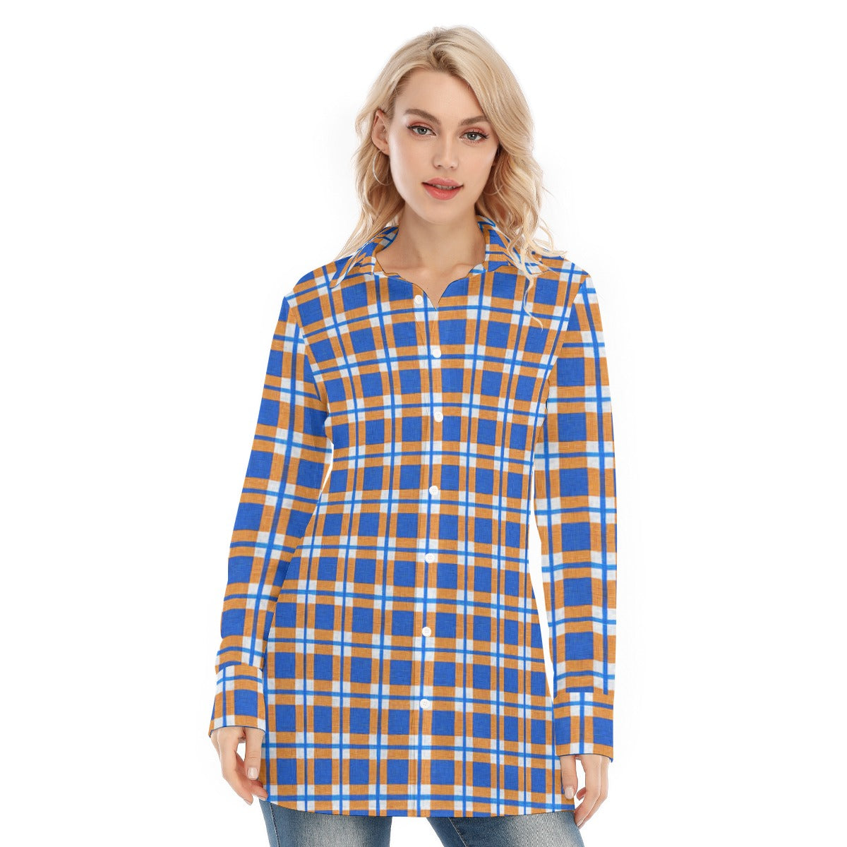 florida gators tartan plaid blue orange  women tartan plaid game day shirt