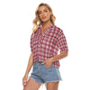 White Smoke Alabama State Tartan Plaid Women V-Neck Shirt – Southern College Style Top