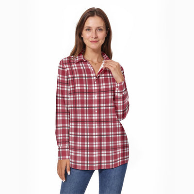 Alabama State Tartan Plaid Women Long Sleeve Shirt – Southern College Style Top – breathable comfort wear, casual fan outfit, image 1.0
