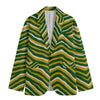 Green Bay Football Yellow Green Zebra Men’s Flat Lapel Collar Blazer – Game Day Streetwear – fan gear, breathable comfort wear, image 1.0