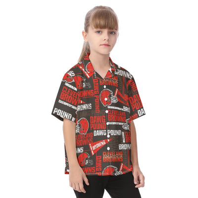 cleveland-browns-kids-hawaiian-vacation-shirt brown orange football outfit detail