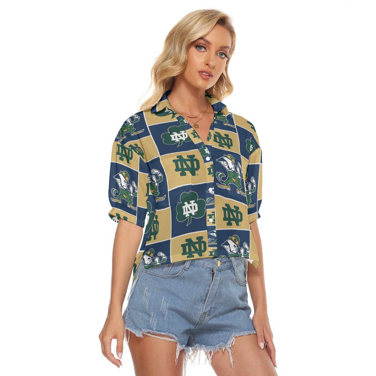 Notre Dame Fighting Irish Women's V-neck Shirts White varsity sports apparel