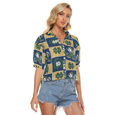 Notre Dame Fighting Irish Women's V-neck Shirts White varsity sports apparel