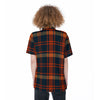 Auburn Tigers Tartan Plaid Navy Orange Women's Short Sleeve Shirt With Pocket