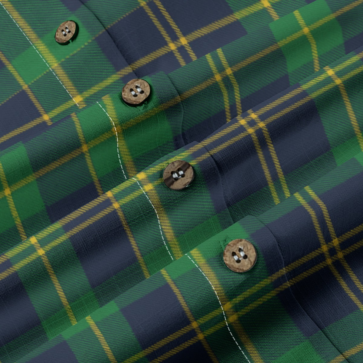 Notre Dame Fighting Irish Green Navy Gold Plaid Womens Shirt 125Gsm Cotton 8 green navy gold plaid women fashion apparel
