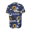 los-angeles-rams-short-sleeve-t-shirt navy orange football outfit detail