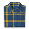 west virginia mountaineers tartan plaid blue gold women's shirt | 125gsm cotton blue gold tartan plaid mountaineers game day fashion
