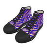 White Smoke Men's Black Sole Canvas Shoes – Red Blue White Zebra Game Day Style
