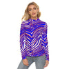 Buffalo Football Women’s Stretchable Turtleneck Top – Red, Blue  White Zebra Game Day Style – breathable comfort wear, breathable comfort wear, image 1.0