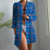 kansas jayhawks tartan plaid oversized button up women shirt women's long sleeve shirt dress women tartan plaid game day fashion