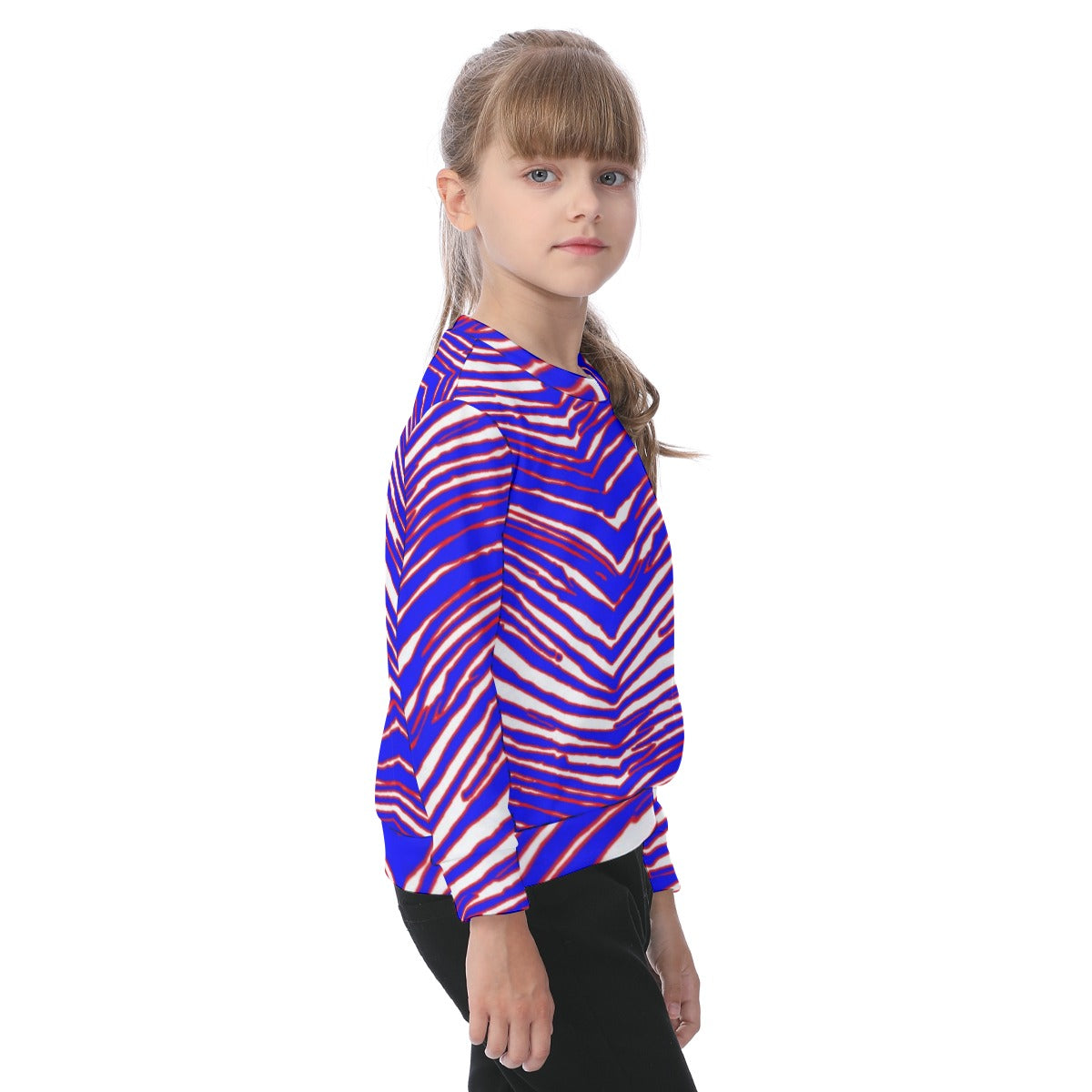 Buffalo Football Kid's Heavy Fleece Sweatshirt – Red Blue White Zebra Game Day Style