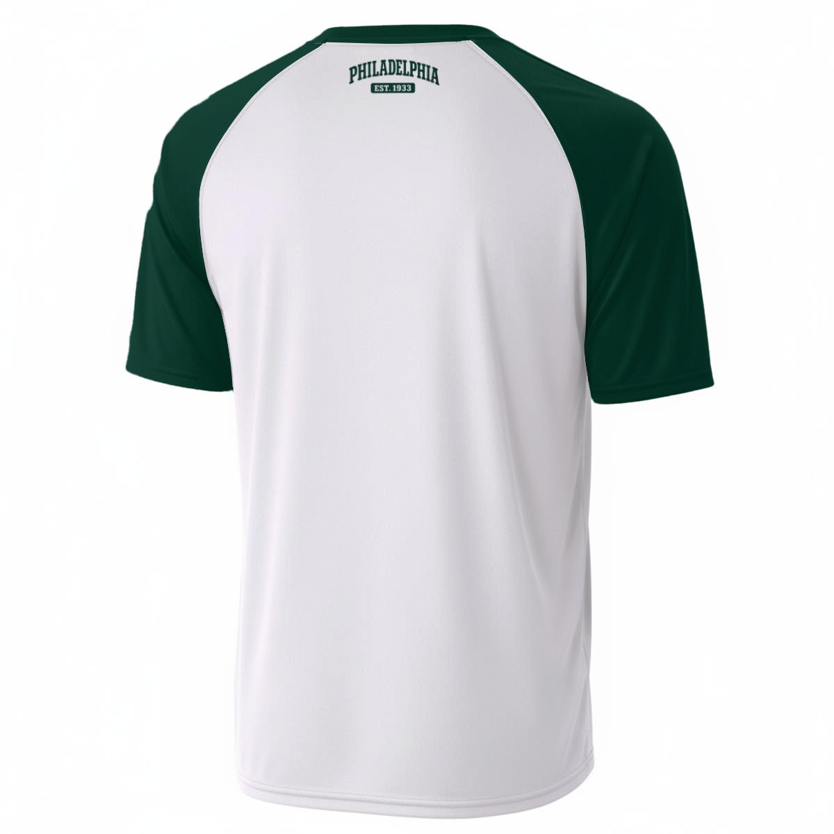 White Smoke White and Green Philadelphia T-Shirt – Varsity Sports Graphic Tee with Vintage Style