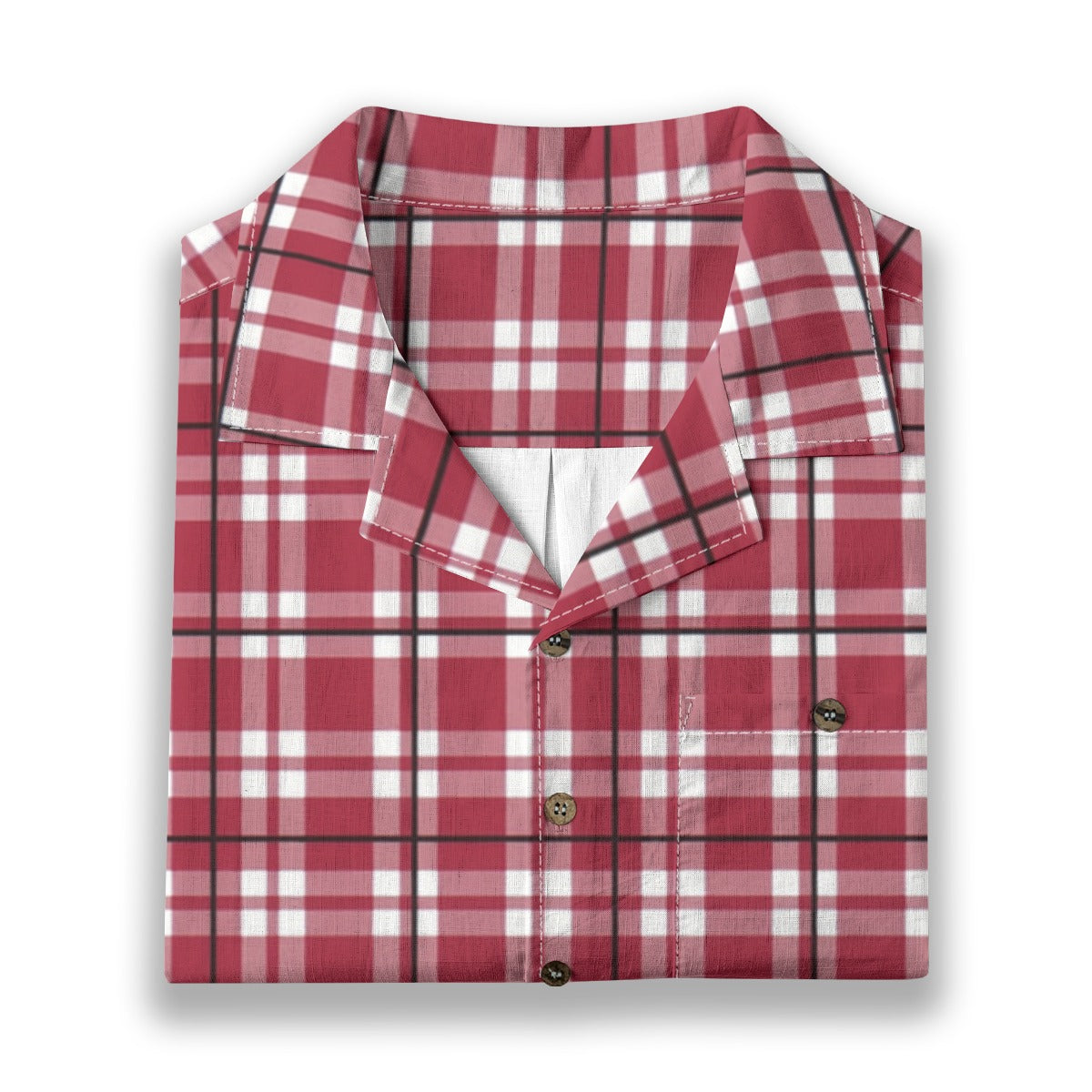 White Smoke Alabama Football Hawaiian Shirt Men – Crimson Plaid Short Sleeve 125GSM Cotton