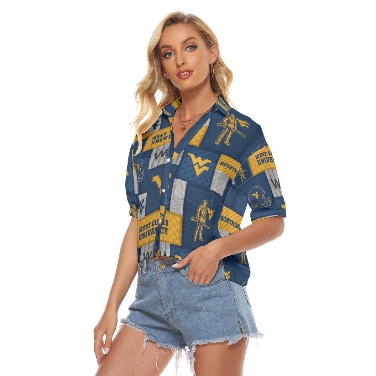 West Virginia Mountaineers Women's V-neck Shirts