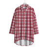 Alabama Crimson Tide Tartan Plaid Crimson White Women's Chiffon Shirt With Elbow Sleeve